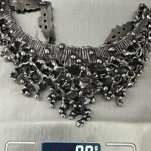 Vintage Guy Vidal Bib Necklace Pewter Modernist Brutalist 70's - Picture 10 of 10